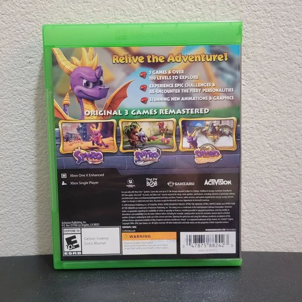 Spyro Reignited Trilogy Microsoft Xbox One Excellent‎ Condition - No Manual